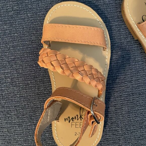 Monkey Feet Leather Sandals Toddler Size 2/3 Peachy Pink Gorgeous Condition - Picture 5 of 13